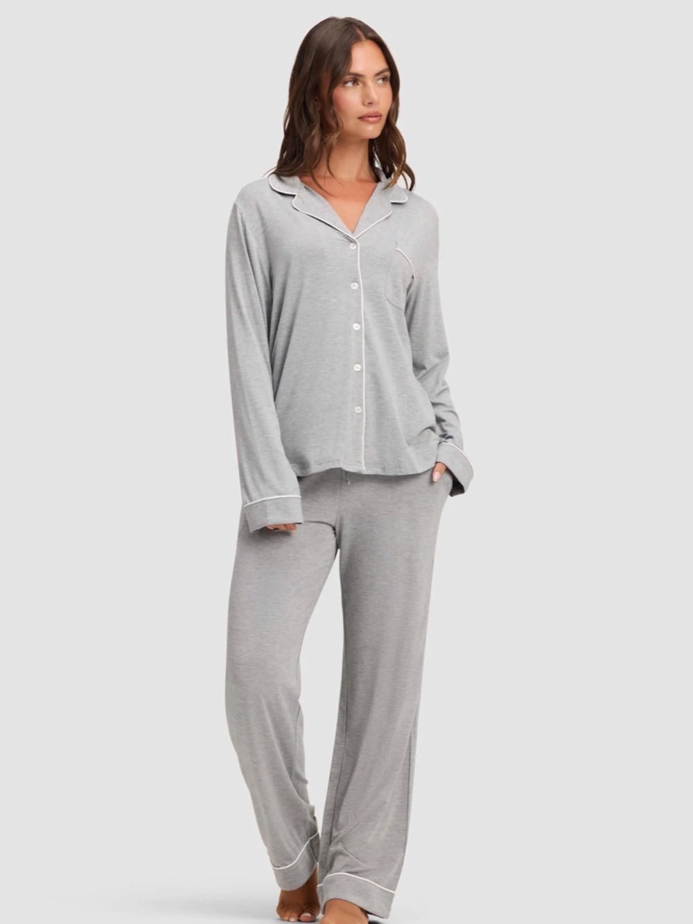 Everyday Grey Button-Front Pajama Set